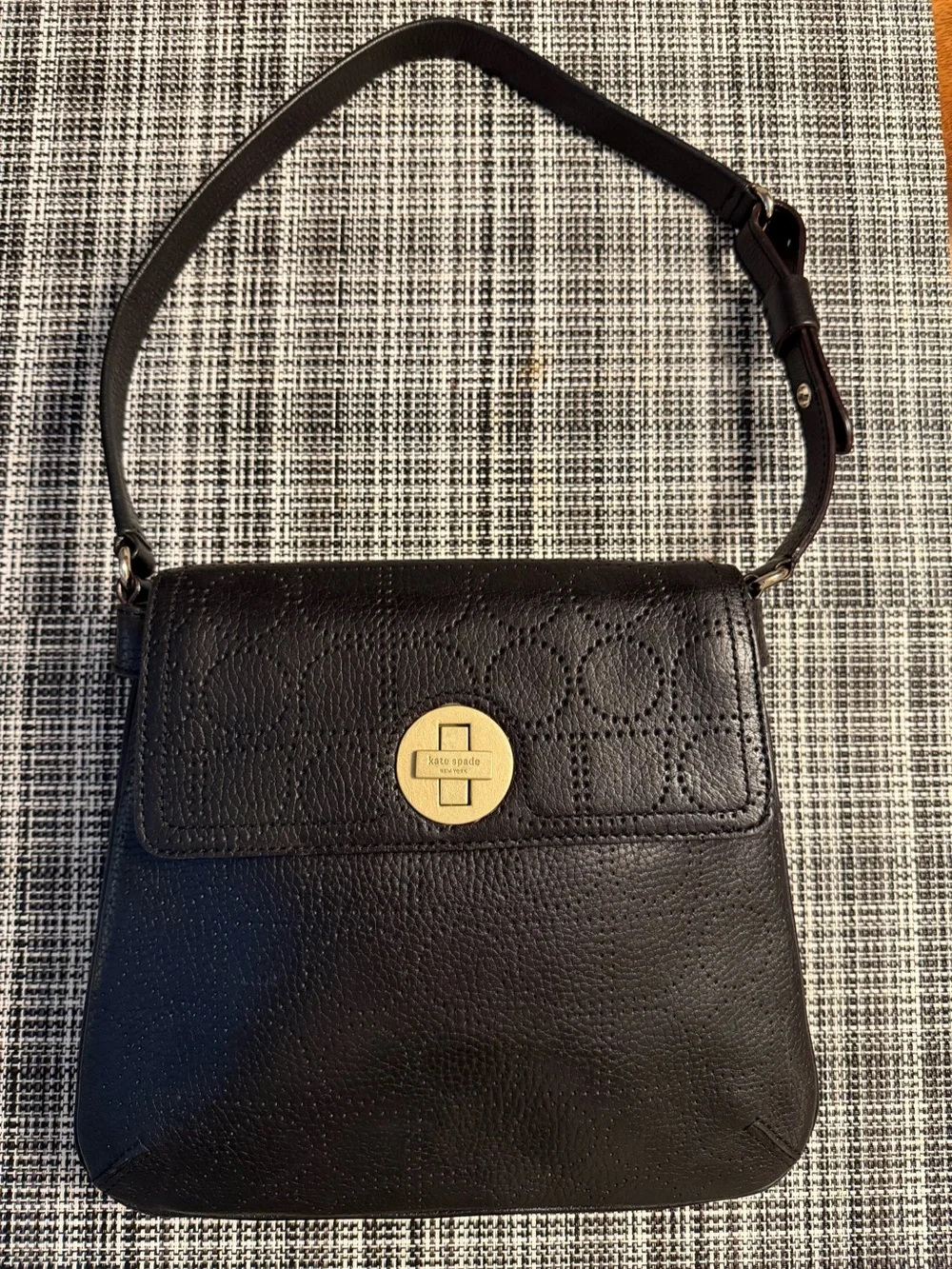 Kate Spade Vanessa Double Hobo Black Pebbled Leather Bag